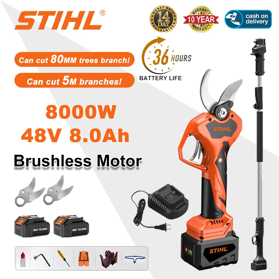 [Extension rod 1.5~5m] 8000W brushless lithium battery pruning shears + 48V8Ah battery*2 + SK9 alloy blade*2 + charger + LED power display + tool box + lubricating oil + safety glasses + 10-year warranty