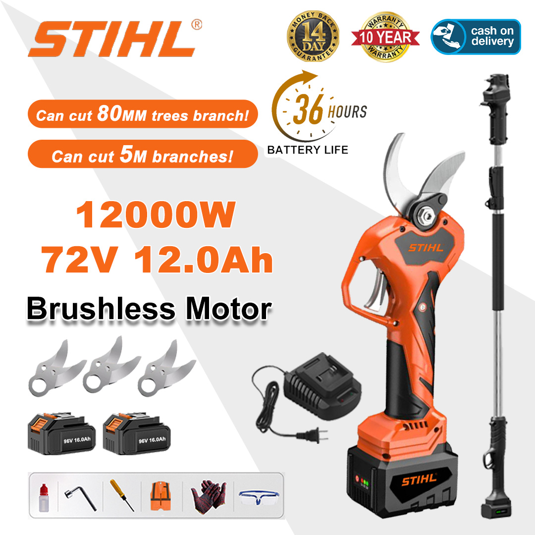 [Extension rod 1.5~5m] 12000W brushless lithium battery pruning shears + 78V12Ah battery * 2 + SK9 alloy blade * 3 + charger + LED power display + tool box + lubricating oil + safety glasses + 10-year warranty